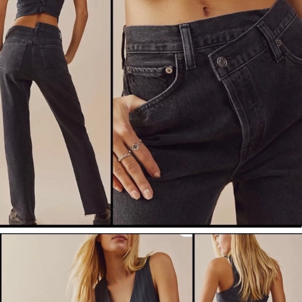 Agolde black jeans asymmetric waist